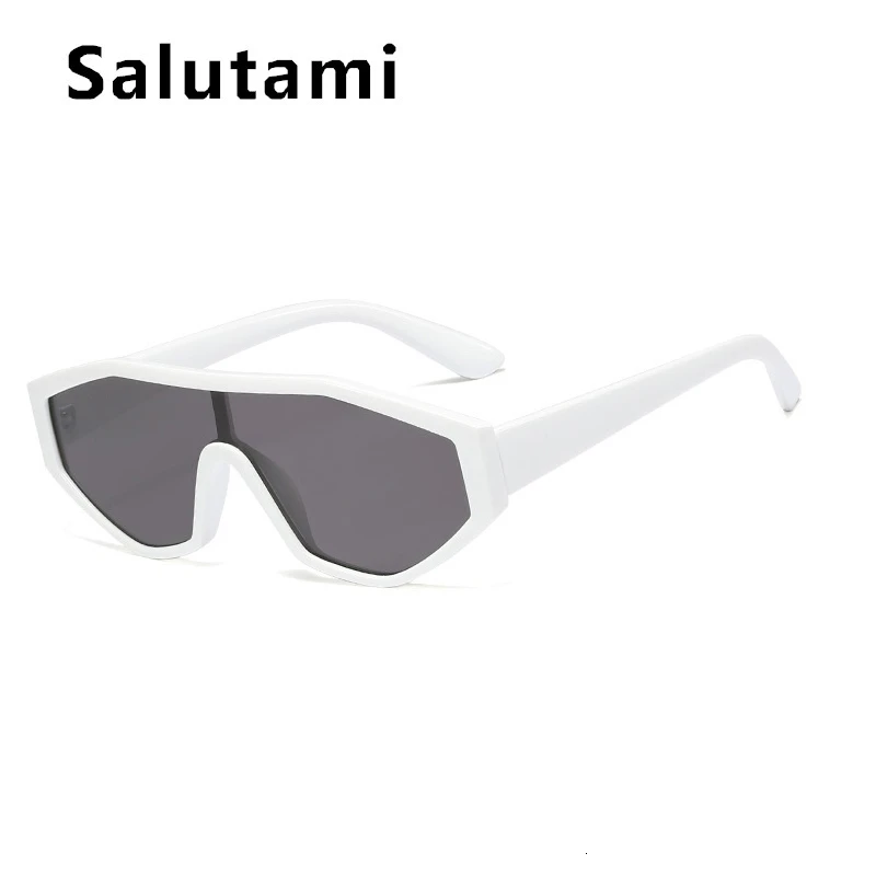 New Chic Irregular One Piece Sunglasses For Women Men Vintage Oversize Flat Sun Glasses Female White Black Shield Shades