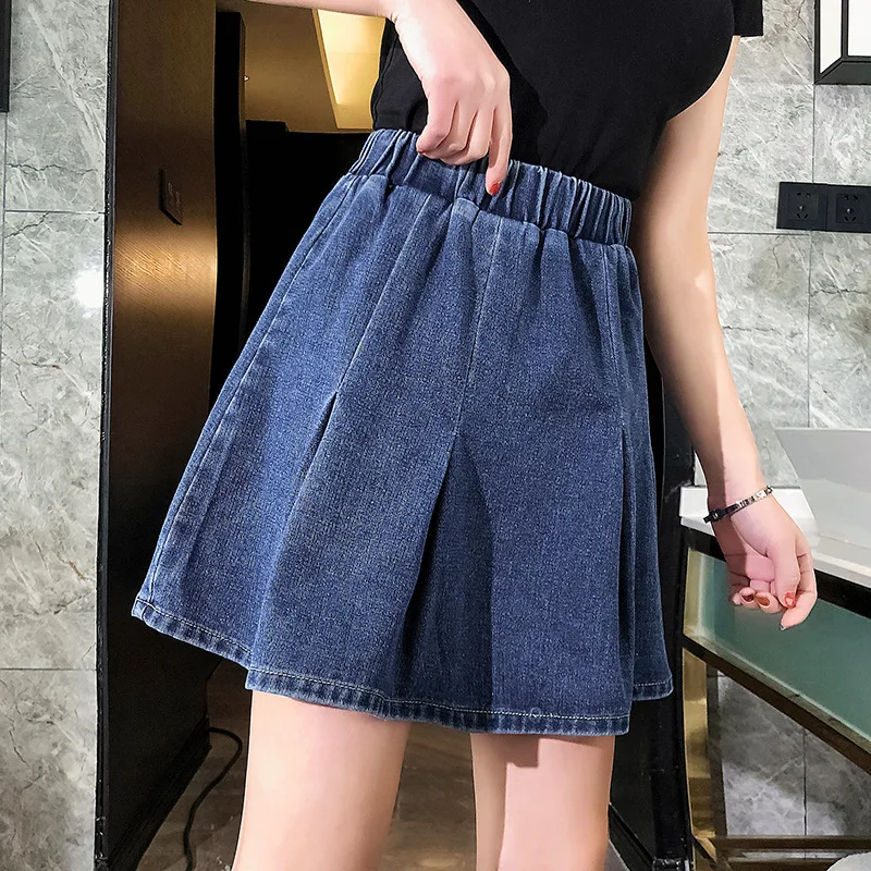 

Denim Skirt Student Korean-style 2019 New Style Large Size Dress 200 of Fat Mm Half-length A- line Skirt