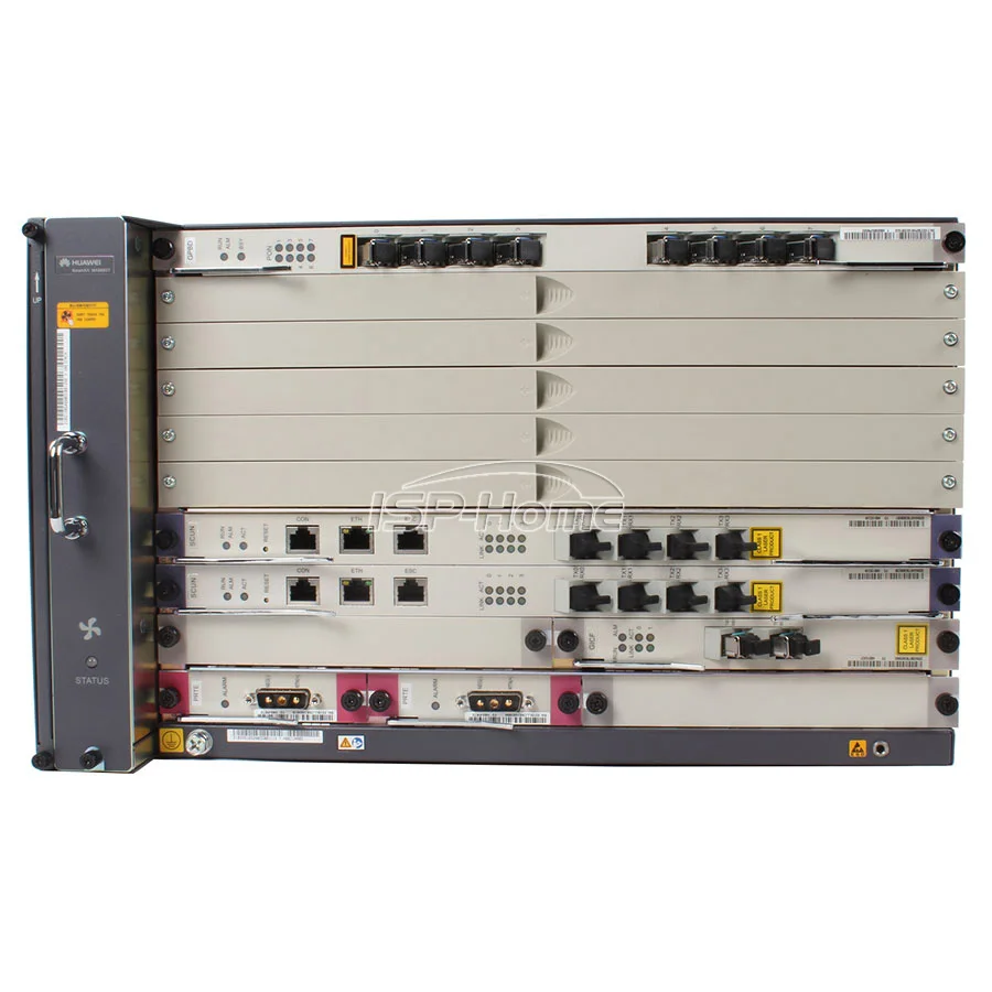 huawei OLT MA5683T с 2* SCUN, 2* X2CS 2 портами 10GE Uplink OLT Card, 2* PRTE, 1* H805GPFD16 GPON ports OLT Card(C+ SFP