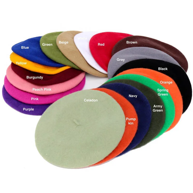 Женский шерстяной берет осенне-зимний Повседневный толстый большие фетровые