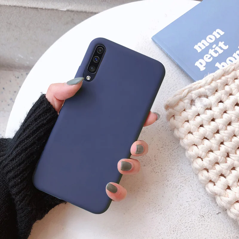 Deep blue Модный мягкий силиконовый чехол для samsung Galaxy A10 A20 A30 A50 A30S A50S тонкий карамельный цвет чехол s - Цвет: Deep blue