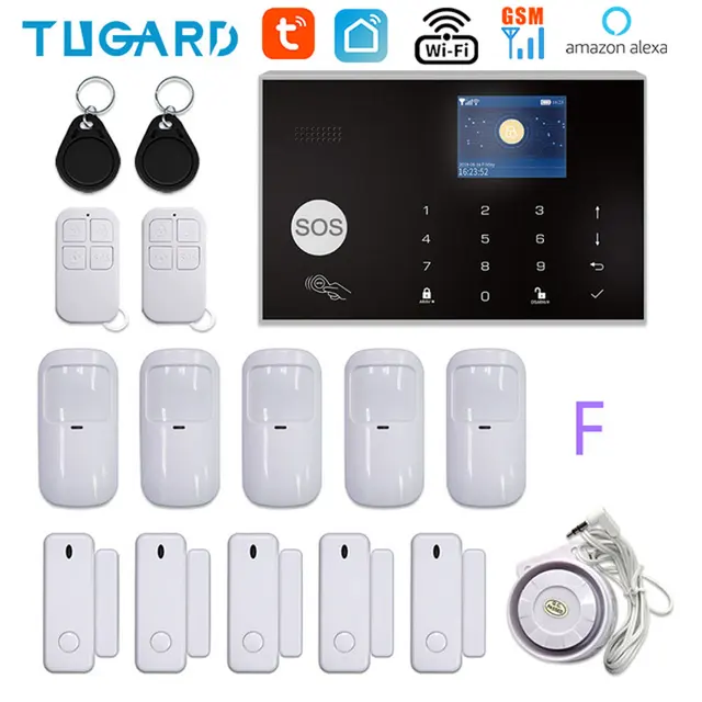 TUGARD G30 Tuya WiFi GSM Home Security Alarm System 433MHz Wireless Burglar Alarm Kit Works With Alexa Google APP Remote Control YK-002-GSM-G30-F
