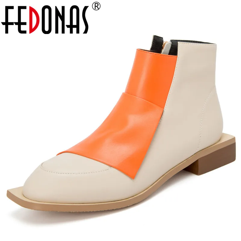 FEDONAS/качественные разноцветные женские ботильоны из натуральной кожи; классические ботинки «Челси» с круглым носком; высокая обувь; женские полусапожки