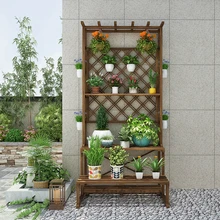 Деревянный внутренний двор, балкон, Цветочная полка, полка из цельного дерева, тип посадки, Многоэтажный цветок, наружный, на открытом воздухе, полки для цветочных Горшков