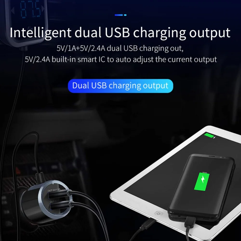 Fm-передатчик Bluetooth автомобильный беспроводной радио адаптер AUX MP3 плеер fm-модулятор с громкой связи двойной USB быстрое зарядное устройство