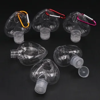 

10Pcs 50ml Empty Hook Heart Shape Bottle Refillable Bottles Perfume Handwashing Fluid Dispenser Flip Cap Portable Travel Bottles