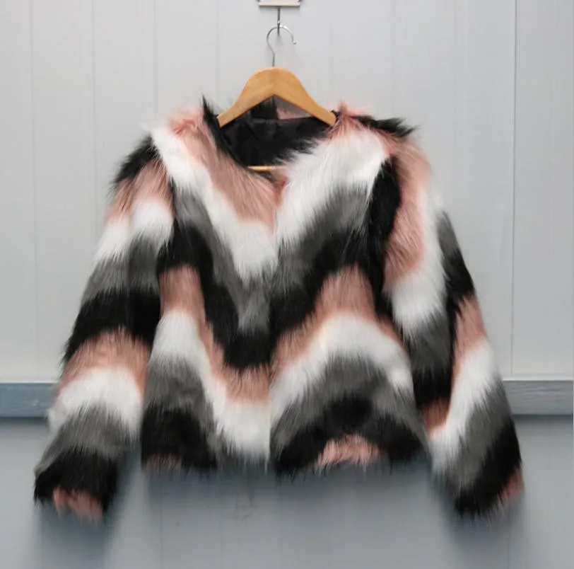 S/6Xl Женская разноцветная верхняя одежда из искусственного меха, Короткая секция, большие размеры, весна-осень, одежда из искусственного меха, модные пальто из искусственного меха K1120
