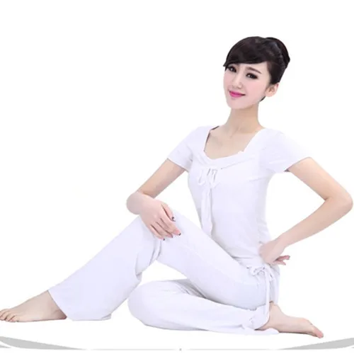 

2017 Spring And Summer New Style Yoga Suit White Slim Fit Fitness Two-Piece Set Fashion Casual Yoga Suit
