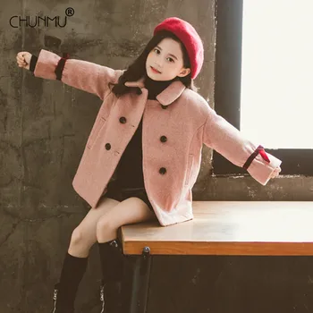 

Toddler Kids Woolen Jacket 2020 Autumn Winter Baby Girls Warm Coat Fashion Turndown Collar Baby Girls Outerwear Clothing