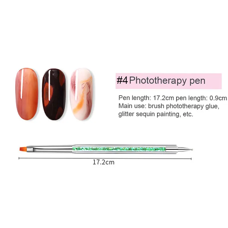 phototherapy pen Набор дозаторных ручек Хрустальная фототерапия ручка, ноготь, щетки 7 г пластиковая ручка для ногтей светящаяся живопись - Цвет: phototherapy pen