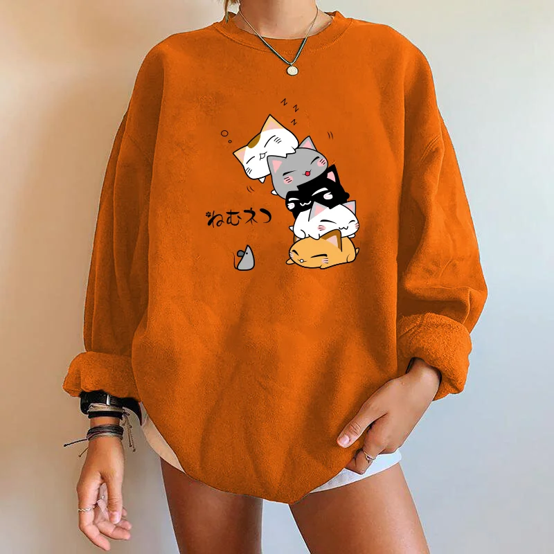 orange funny cat sweatshirts cat mom sweatshirt