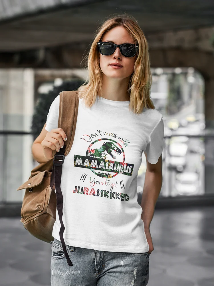 Ropa 90S dinosaurio mamá elegantes mujer Casual manga corta regalo del Día de la madre moda verano 2022 Top Yeskuni| | - AliExpress