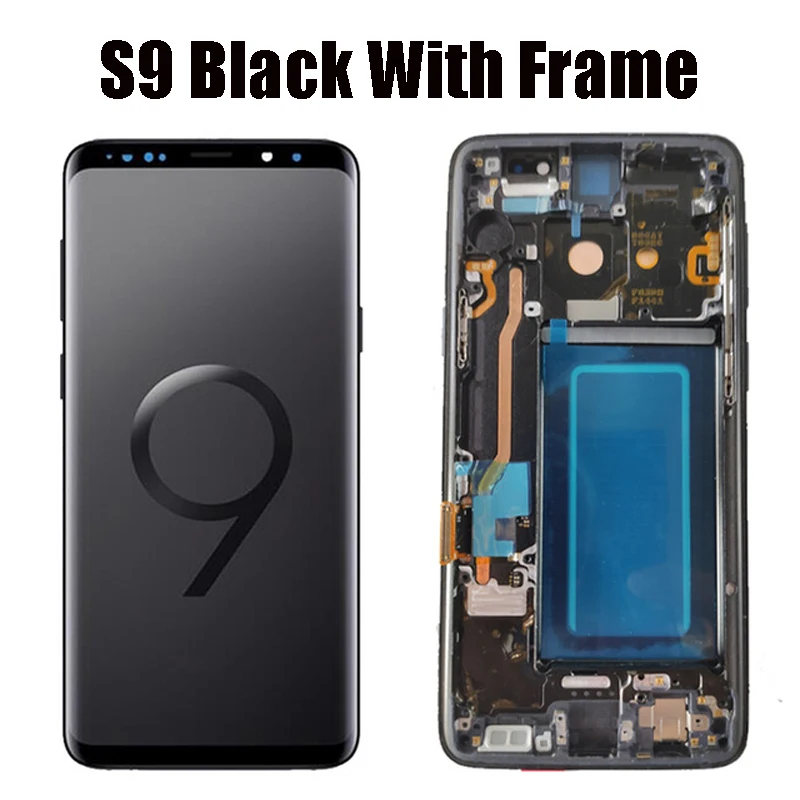 S9 Black With Frame 2960*1440 ЖК-дисплей с рамкой для SAMSUNG Galaxy S9 дисплей S9+ Plus G960 G965 сенсорный экран дигитайзер с сервисным пакетом - Цвет: S9 Black With Frame