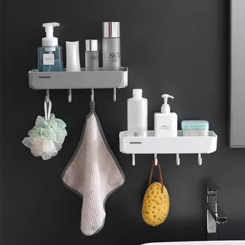 

Thick Bathroom Shelf Organizer Bathroom Accessories Seamless Suction Wall Plastic Storage Rack Shampoo Holder Cup Basket