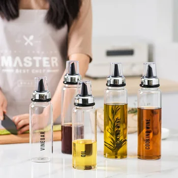 

Kitchen Storage Transparent Glass Oil Bottle With Graduated Handle Heat-Resistant And Leak-Proof Soy Sauce Vinegar Bottle