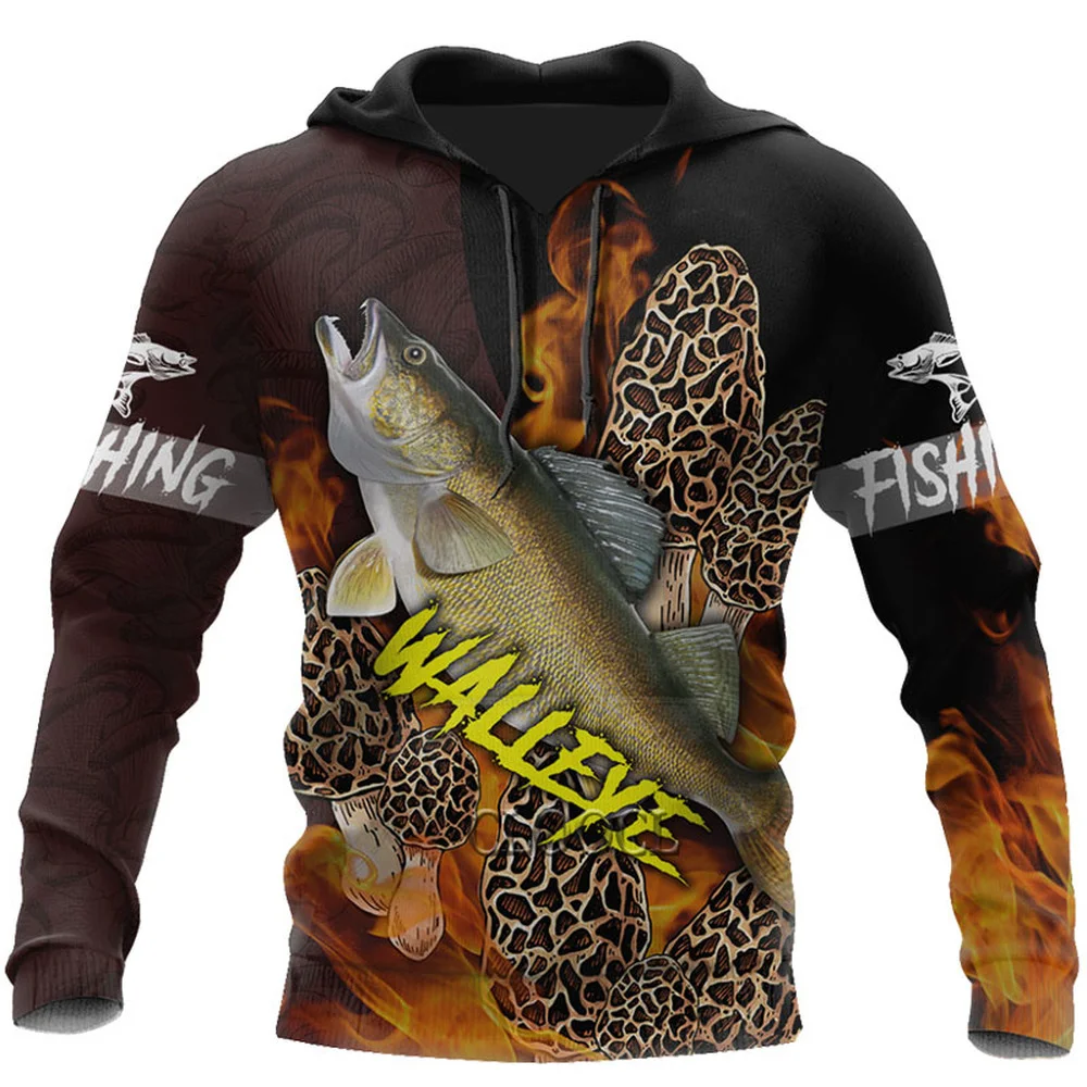 

HX Fashion Hoody Walleye Fishing Mushrooms Men Women Hoodie Spring Autumn Long Sleeve Pullover Harajuku Hip Hop Hoodie