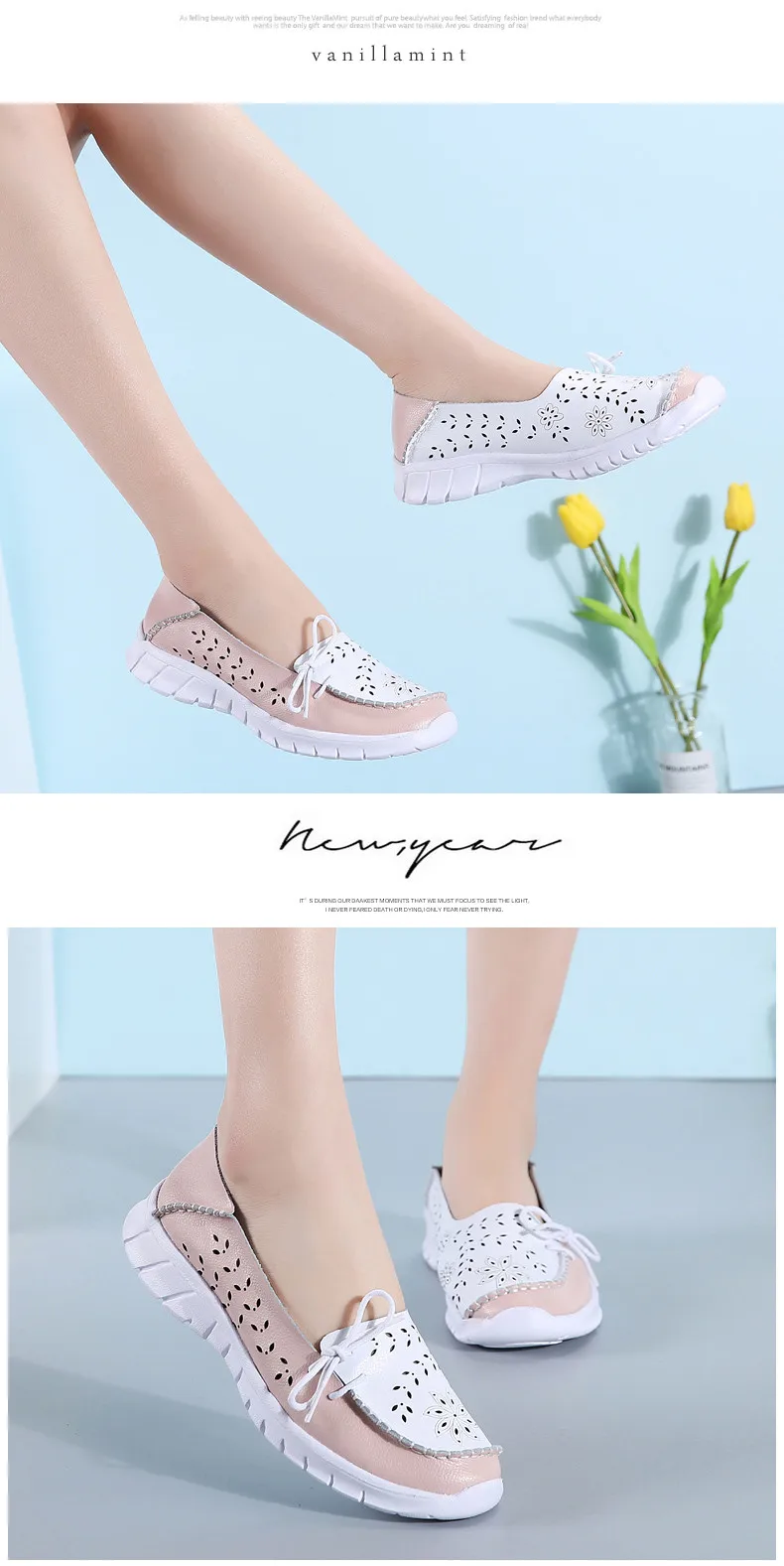 2019 Fashion Women Flats Shoes Genuine Leather Summer Shoes Woman Slip-on Ballerina Flats Mother Boat Shoes moccasins (7)