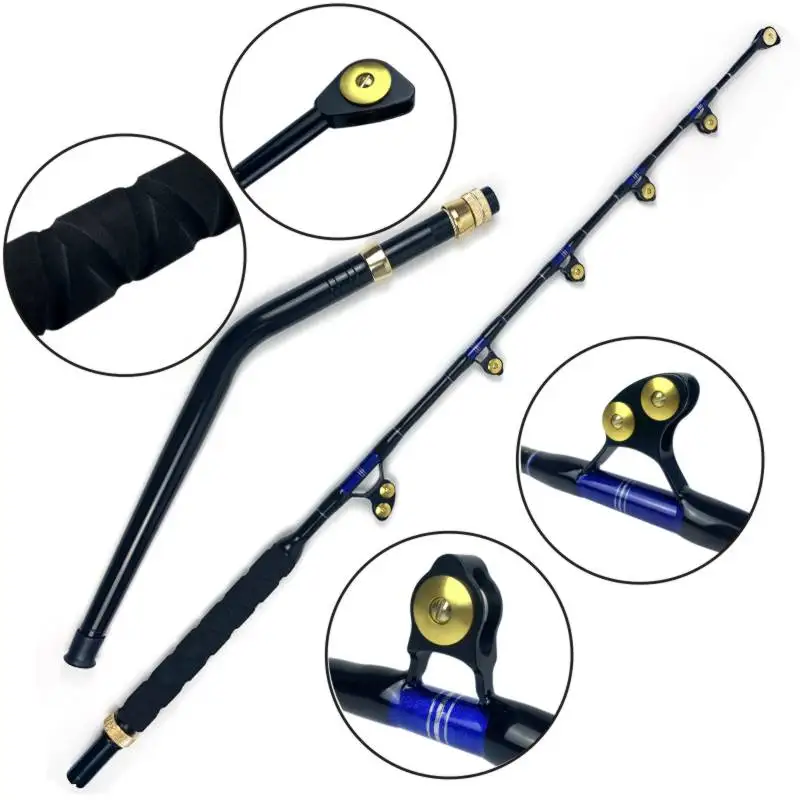 PROD 32986849642 OLOEY 1 Piece Aluminum Bend Butt 80-130LBS Big Game
Heavy Trolling Rod Roller Guide Saltwater Conventional Boat Fishing Rod
