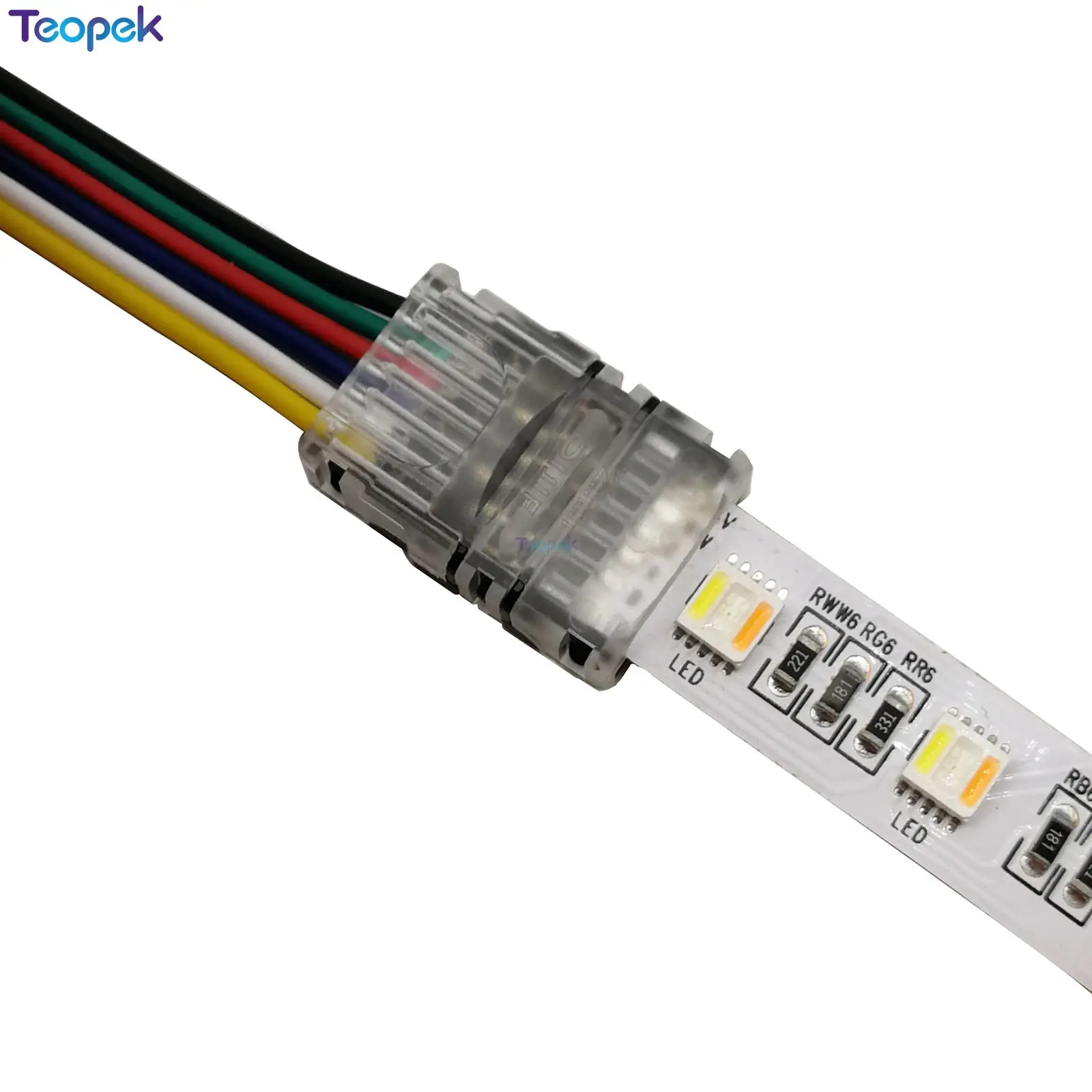 10 шт. 6Pin светодиодный разъем тест-полоски для провода или тест-полоски для ленты соединения Применение терминал для 6-Pin 12 мм ПХБ RGB+ CCT Светодиодные ленты