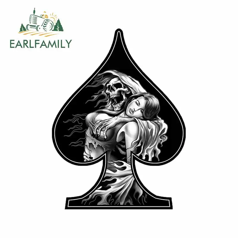 EARLFAMILY 13 см x 9 7 Автомобильная наклейка с черепом Ace of Spades Виниловая декоративные