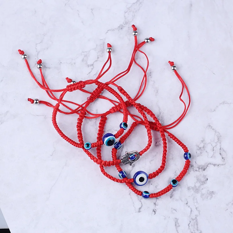 Lucky Red String Thread браслеты с амулетом Хамса синий Турецкий Дурной глаз Шарм браслет