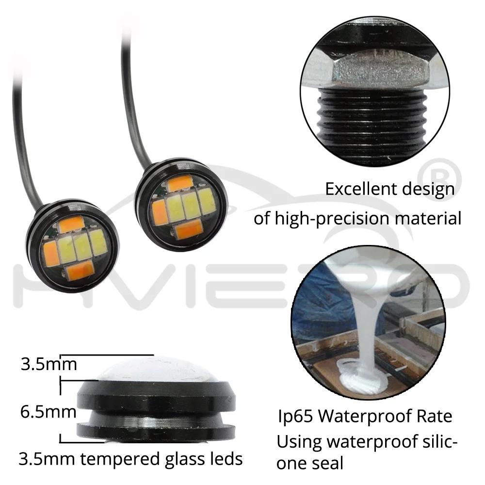 Hviero 23mm Eagle Eye 5730 6LED Light White Yellow Daytime Running Light DRL Spot light Signal Lamps Backup Car Motor Led Parking