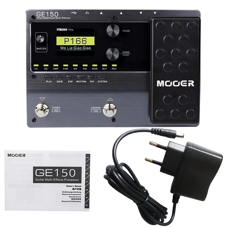 MOOER GE150 цифровой ламповый гитарный мультиэффект педаль процессор усилитель 55 Ампер модели 9 типов эффектов циклическая запись(80 S - Цвет: GE150-EU plug