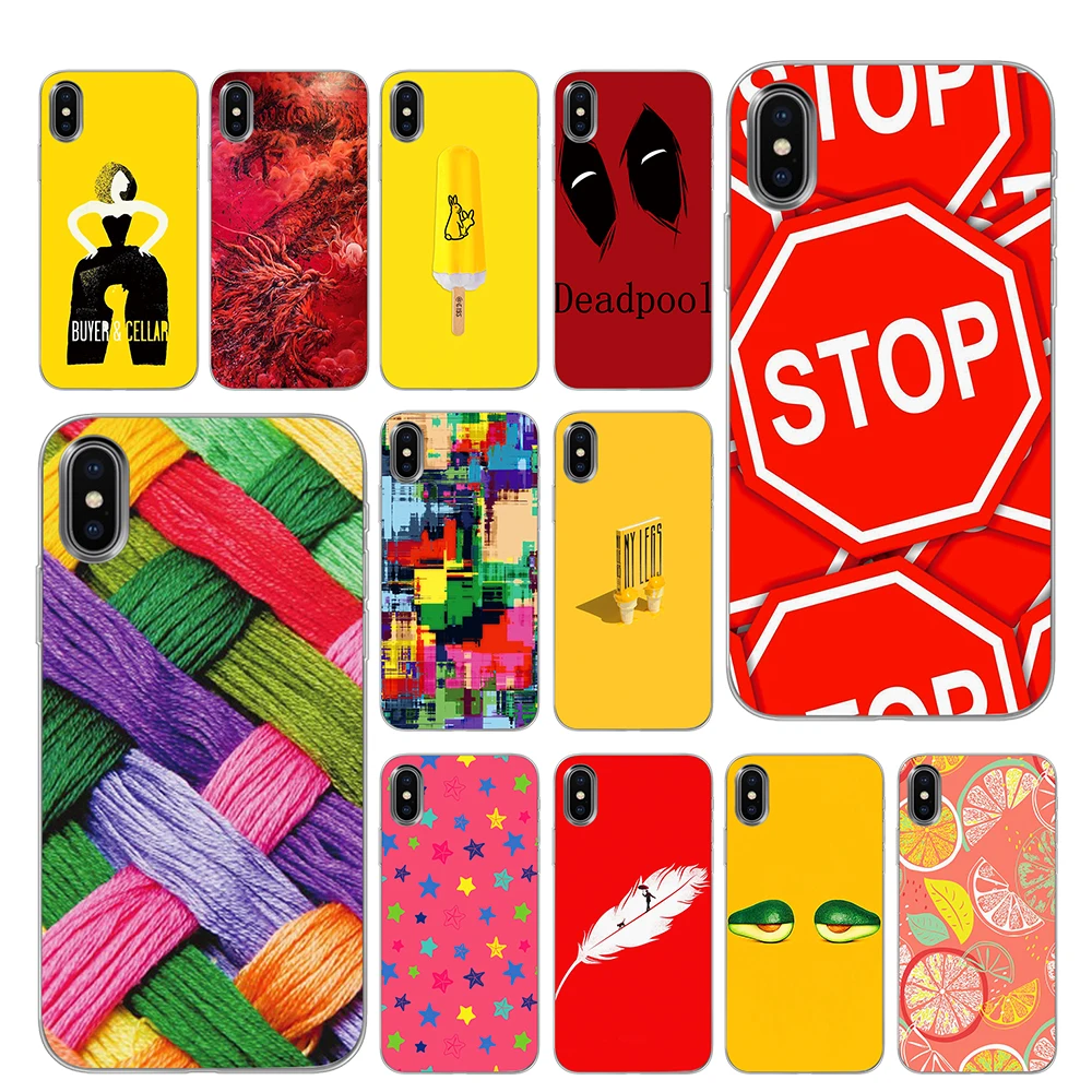 Yellow red aesthetics Black TPU Case cover For iPhone 5 5S 6 6s 7 8 Plus X XS XR 11 Pro Max | Мобильные телефоны и