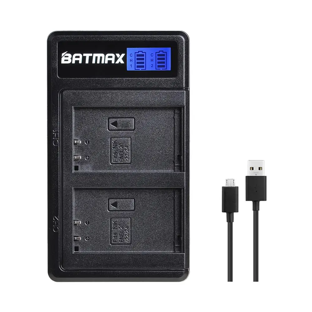 Аккумуляторная батарея с двумя USB портами и ЖК дисплеем для Nikon Coolpix P1000 Nikon1 J1 J2 J3