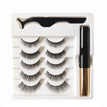 

5 pairs magnetic eyeliner eyelashes set Magnetic eyelashes eyelashes single 10ml eyeliner false eyelashes extension make up