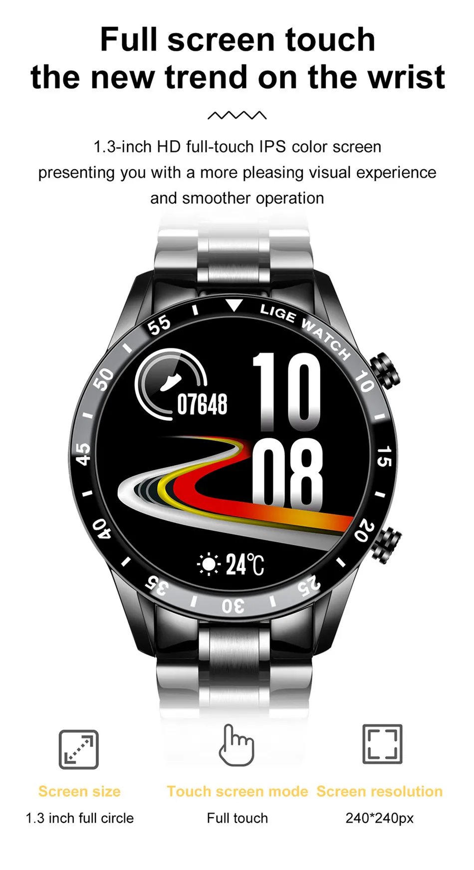 LIGE New Men Smart Watch Bluetooth Calls Waterproof Blood Pressure Heart Rate Monitoring Fitness Tracker Sports Smartwatch Women