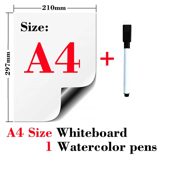 Magnetic soft whiteboard refrigerator stickers erasable memo message board office teaching practice writing board door stickers A4-1Pen