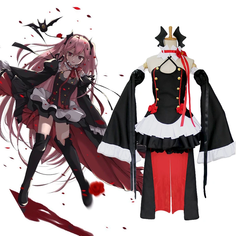 Seraph of the end Krul Tepes Аниме Косплей Костюмы Лолита платье брикет 6 шт. набор для