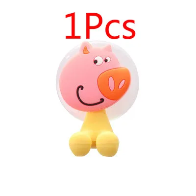 1Pcs I 1/2/3 предмета в комплекте, с рисунками из мультфильмов в форме милых животных присоски настенные крючки Зубная щётка держатель с присоской для Кухня инструмент Аксессуары для ванной комнаты - Color: 1Pcs I