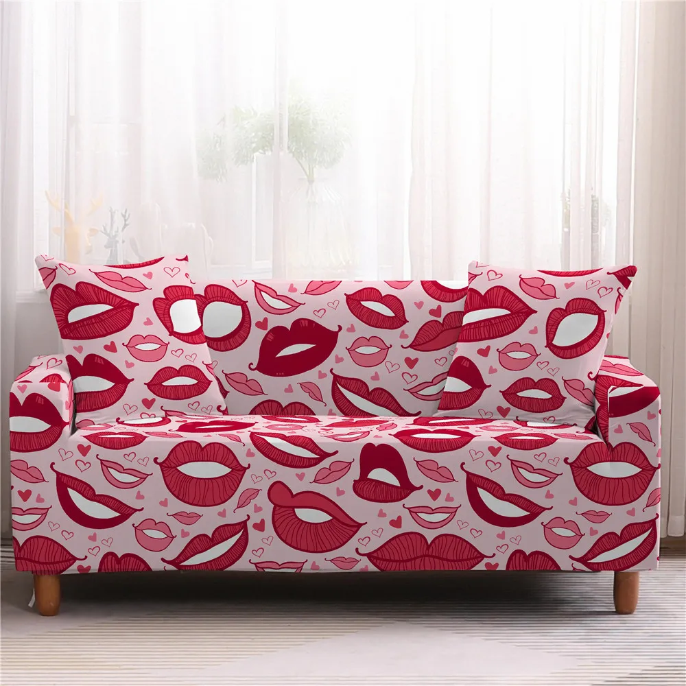 Красные чехлы для дивана с принтом в виде губ, эластичные Чехлы для дивана с сердечком, секционные Чехлы для дивана, чехлы для гостиной - Цвет: No.887