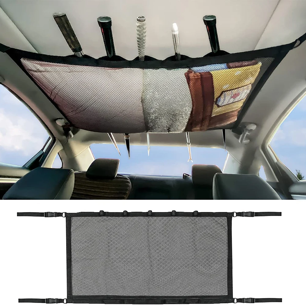 Filet de rangement pour plafond de voiture SUV, poche avec support