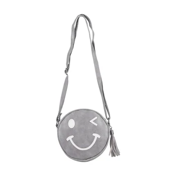 

Women Circular Smile Face PU leather Shoulder Bag Women Messenger Bag Circle Crossbody Bags Women Handbag Round