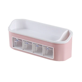 

Shelf Organizer Seasoning Rack 2 Layers Multifunctional Desktop Waterproof 4 Grids Tools Modern Kitchen Storage Spice Jar