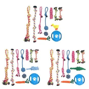 

11Pcs Dog Pet Chew Rope Toys Set Washable Durable Cotton Clean Teeth Interaction Entertainment Colorful Puppy Bite