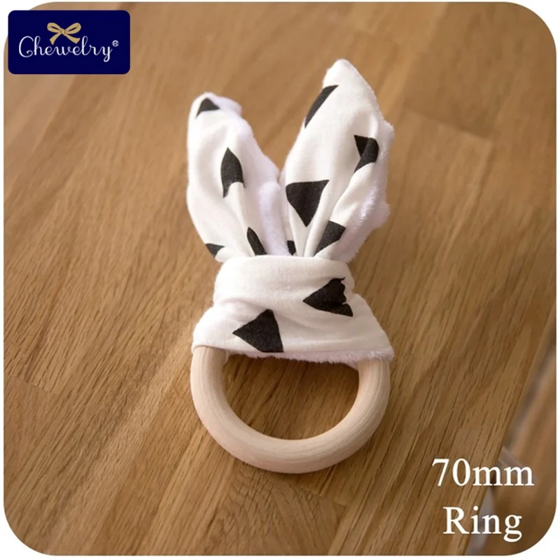 70mm Triangle CHEWELRY, 1 шт., 70 мм, Прорезыватель для зубов с ушками кролика, деревянные кольца для прорезывания зубов, игрушки, деревянный круг, тканевый тренировочный детский браслет, BPA бесплатно - Цвет: 70mm Triangle