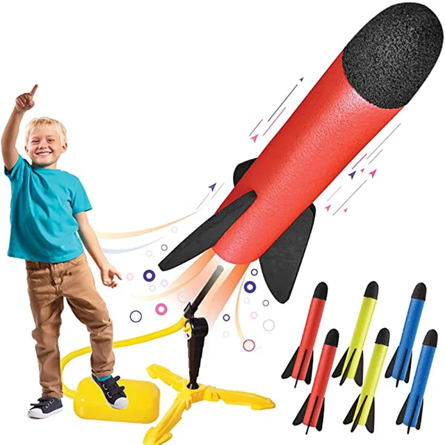 Bomba de aire para niños, soplador de estoma, lanzador de espuma, modelo de cohete para juego al aire libre, juguetes deportivos para niños 1