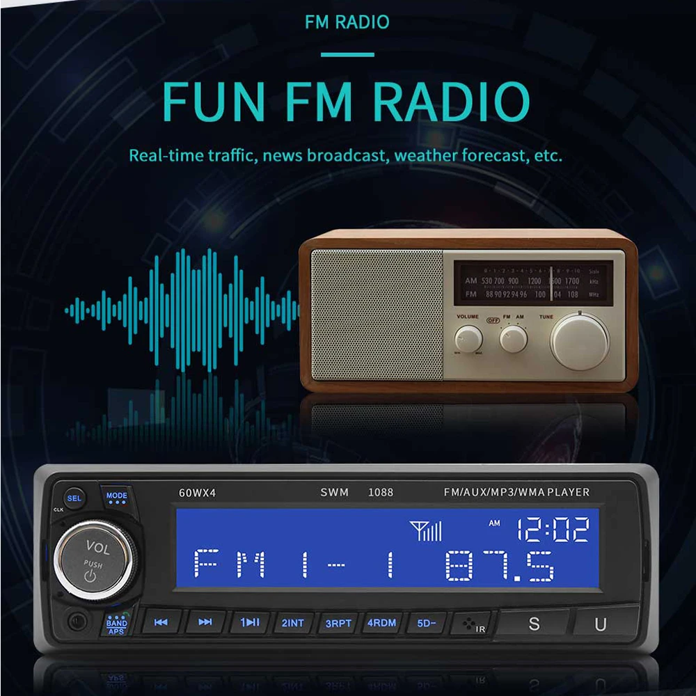 1 Din автомобильное радио для машины радио FM стерео плеер Bluetooth 4,0 12 В в-тире 1Din телефон AUX MP3 Пульт дистанционного управления с USB Авторадио