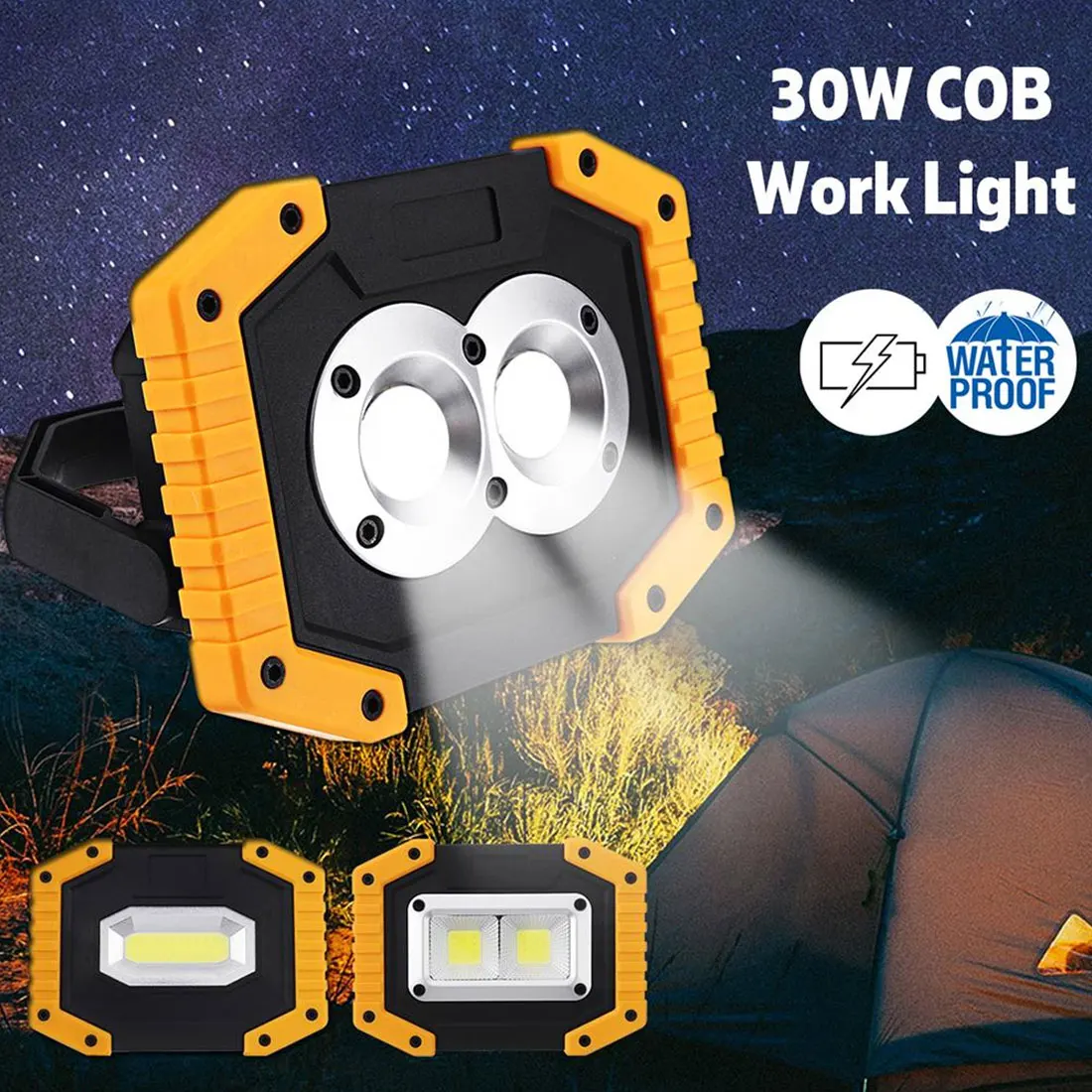 

Work Lamp Portable Spotlight Worklight Flashlight Rechargeable 18650 Battery 180 Degree Solar Charging For Camping Flashlight
