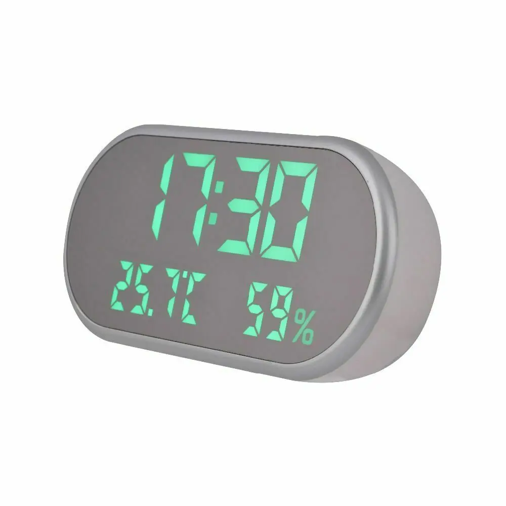 Gray green light СВЕТОДИОДНЫЙ цифровой мультфифункциональные Часы светодиодный процессор с часы с подсветкой Настольные часы зеркало цифровые часы с режимом включения по таймеру настольные часы - Цвет: Gray green light