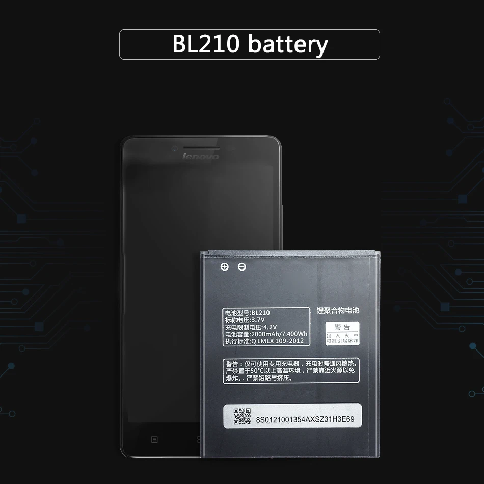 

For Lenovo A536 A606 S820 S820E A750E A770E A656 A766 A658T S650 Battery BL210 Mobile Phone Replacement Battery