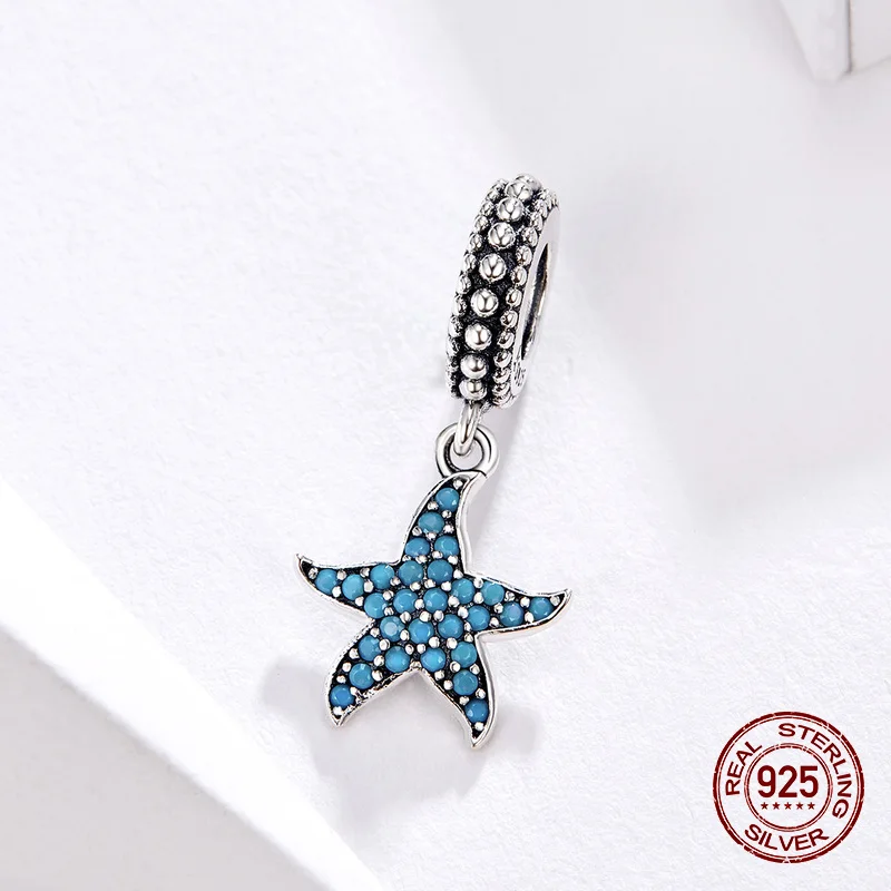 Fit бусины pandora, браслет Подвеска Морская звезда Серебро 925 пробы оригинальная бижутерия амулет делая горячая распродажа