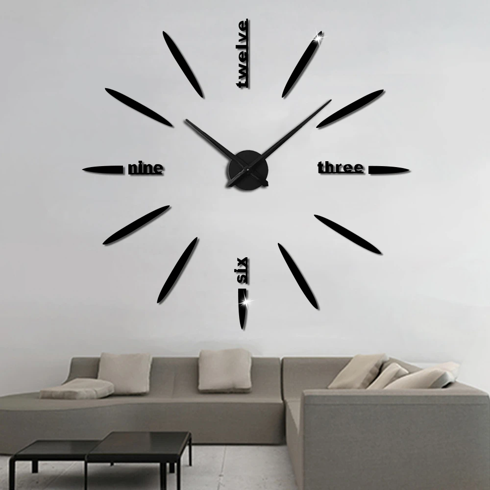 Large 3d Diy Wall Clock Modern Design Acrylic Mirror Decorative Wall Sticker Clocks For Living Room Home Decor Wall Clocks Aliexpress