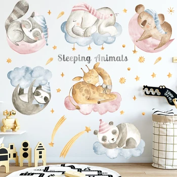 

Cartoon Cute Sleeping Animals Wall Stickers for Bedroom Kids room Baby room Nursery Removable Vinyl Wall Decals DIY Home Decor