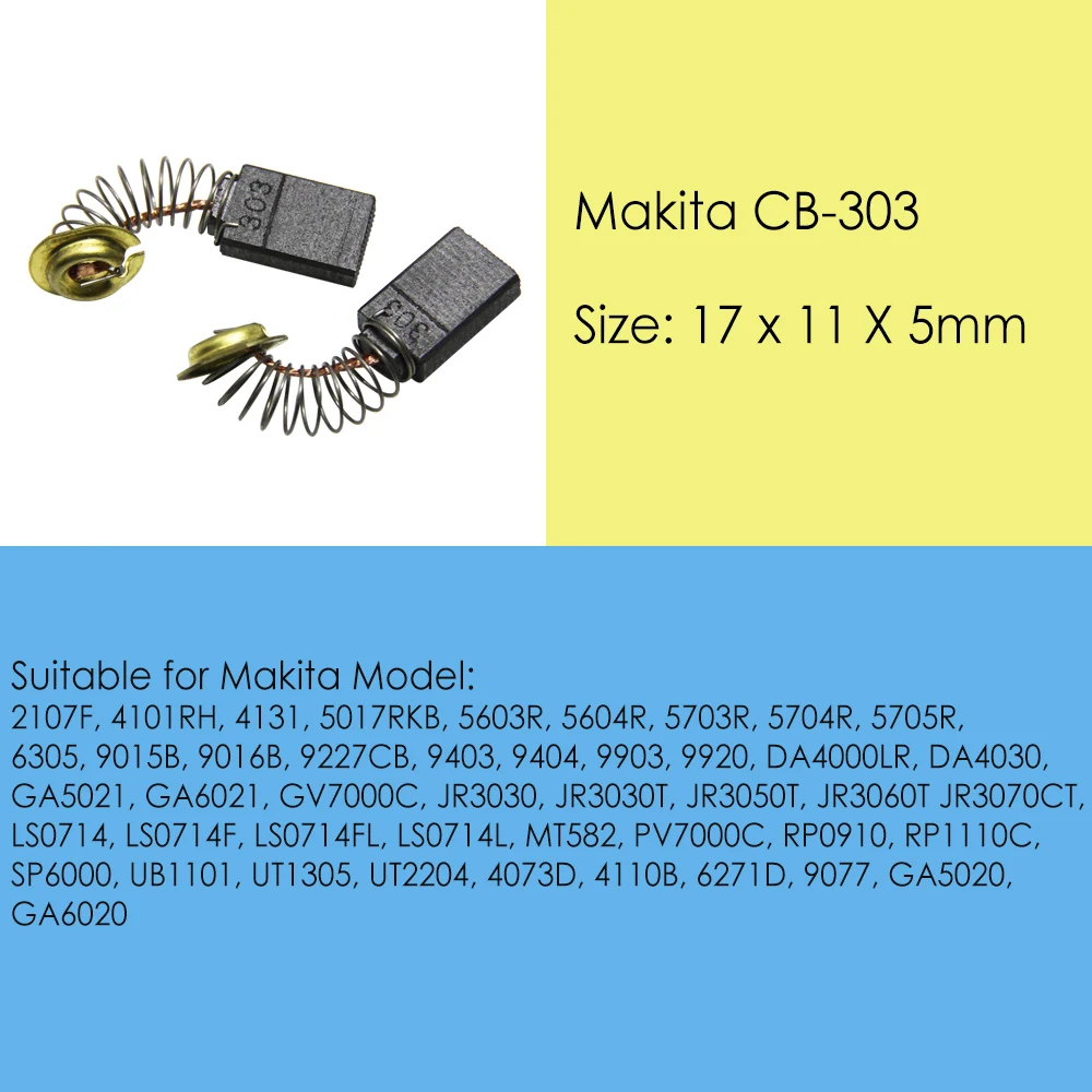 Оригинальные Углеродные щетки Makita CB303 5x11x17 мм для электродвигателей 9227|makita carbon