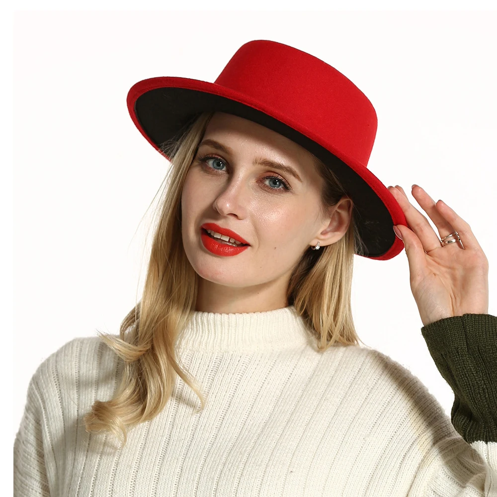 Women Wool Fedora Hat For Elegant Lady Fascinator Jazz Cap Wide Brim Simple Church Hat Pork Pie